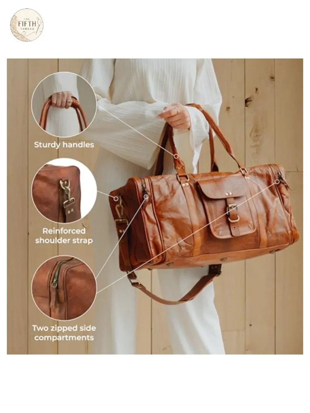 Genuine Leather Duffle Bag Vintage Travel Carry-On
